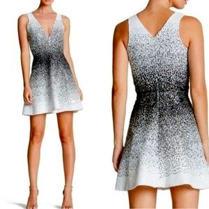Dress The Population Carrie Sequin Fit and Flare Minidress - Black & White (S)